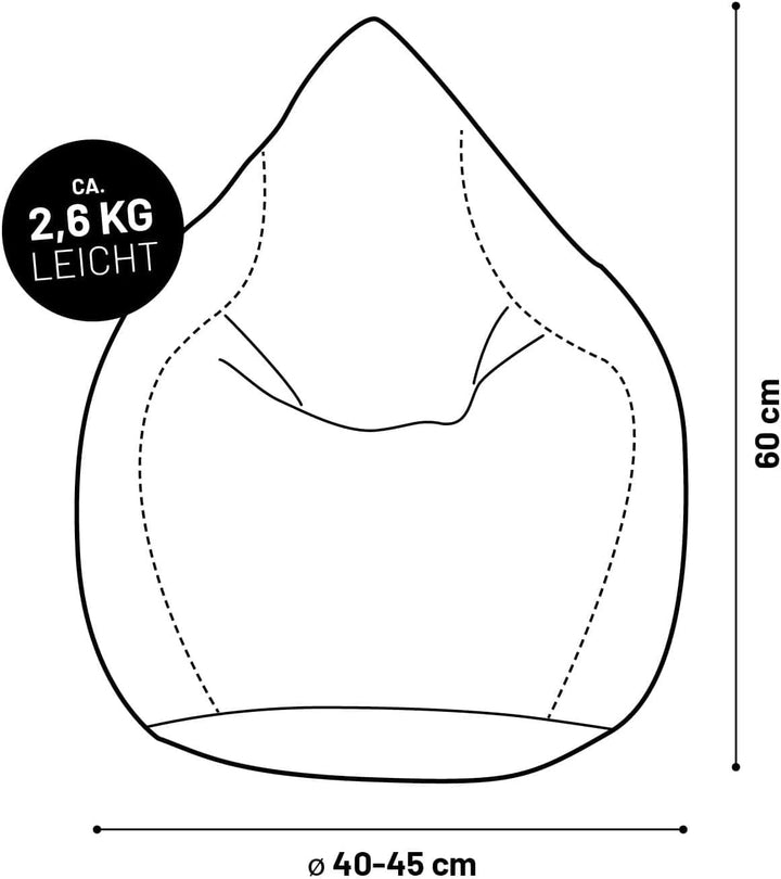Lumaland Sitzsack Luxury 60x45cm | Microvelours Beanbag mit extra weichem & robustem Stoff | Für Erw