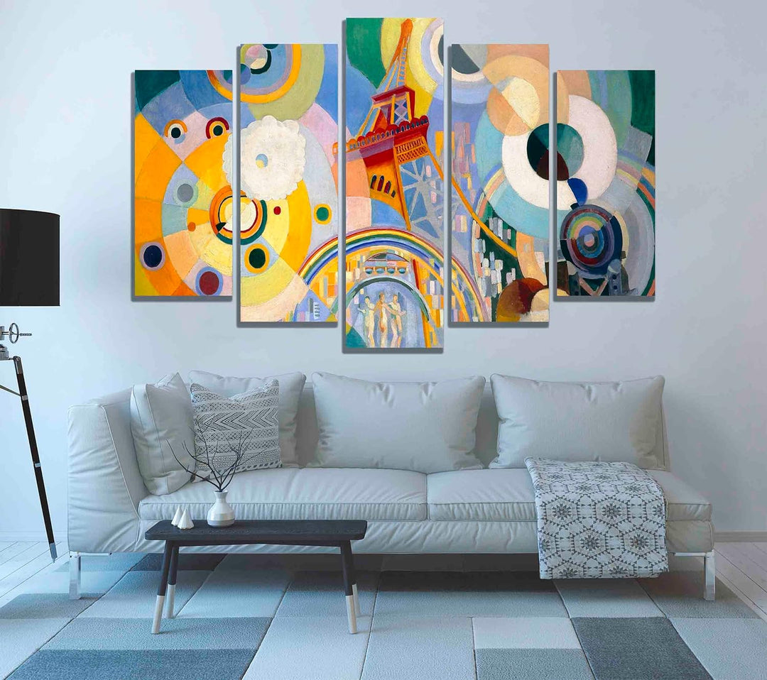 Robert Delaunay Kunstdruck auf Leinwand, Luft, Eisen und Wasser, 5-teilig, 112 x 61 cm 112cm x 61cm