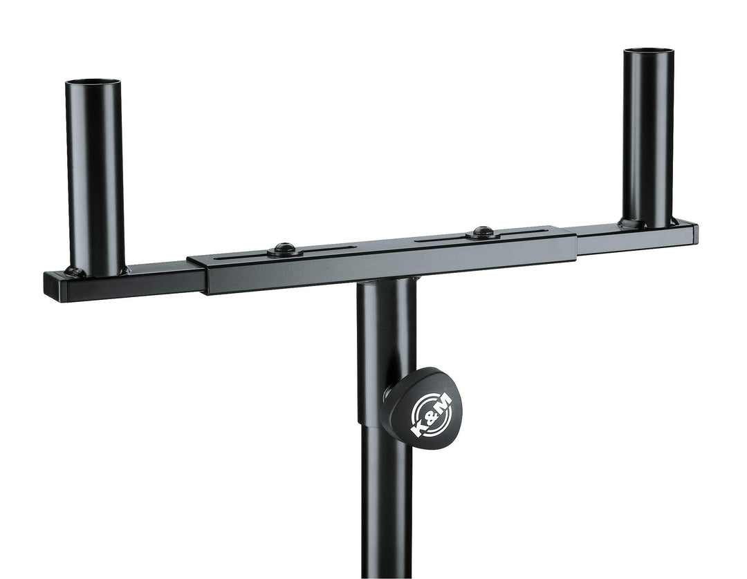K&M 24105 Gabel für Boxenstative - Schwarz aus Stahl - zur Aufnahme von 2 Boxen - für Stativrohre mi