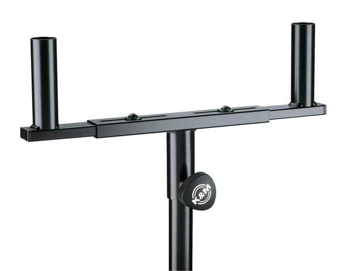 K&M 24105 Gabel für Boxenstative - Schwarz aus Stahl - zur Aufnahme von 2 Boxen - für Stativrohre mi