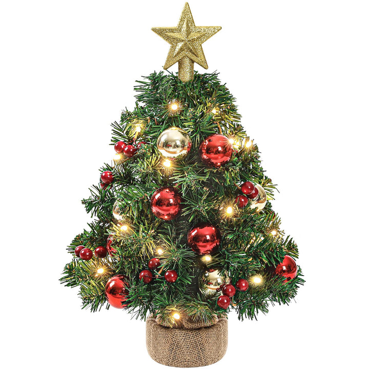 Yorbay Mini Weihnachtsbaum mit 20 warmweiss LEDs 8 Licht Modi, Tannenbaum mit Stern-Baumspitze und D