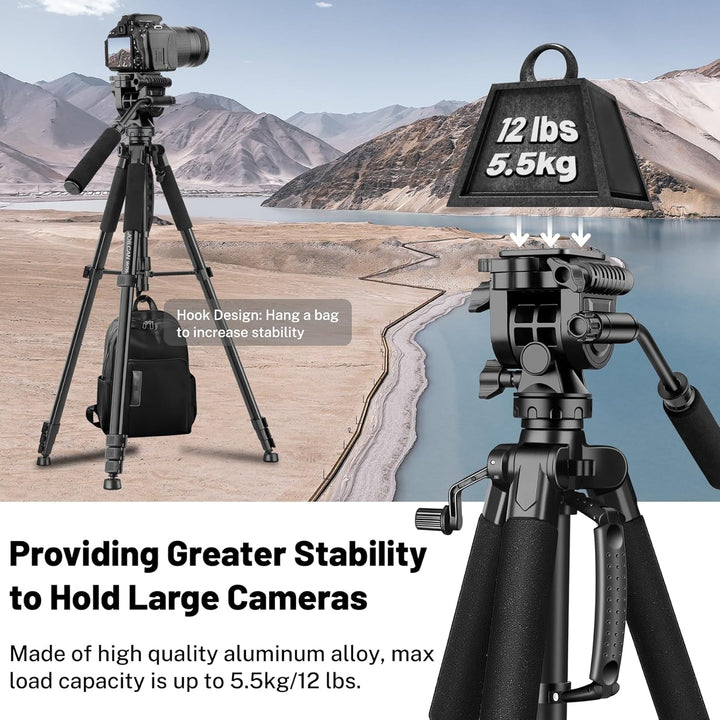JOILCAN Kamera Stativ Ständer 190cm, Leichtes Dreibeinstativ mit Handy/Tablette Halterung für Smartp