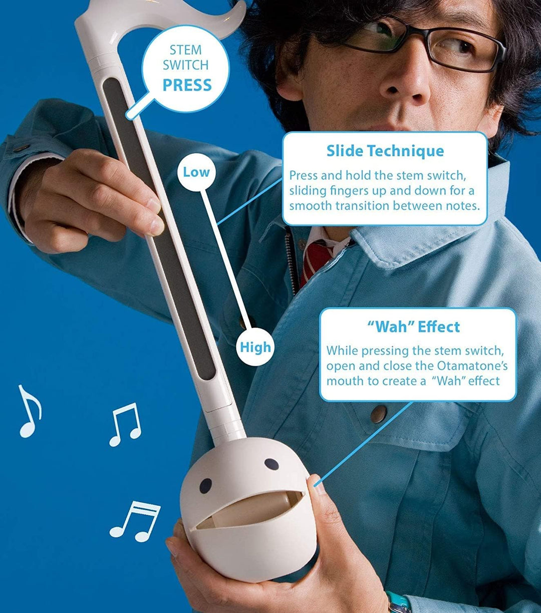 Otamatone Deluxe Black Elektronisches Musik Instrument, Tragbar Digitale Musikinstrumente Synthesize