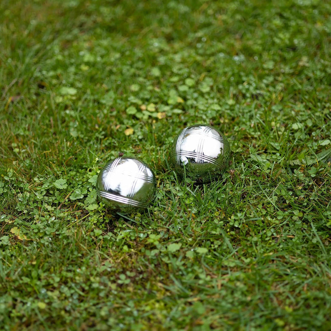 OneTeam Boule Set 8 Kugeln – Petanque Spiel für Erwachsene & Kinder – Verchromter Stahl – Silber – R