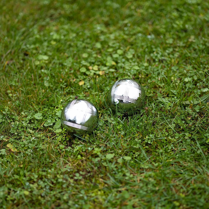 OneTeam Boule Set 8 Kugeln – Petanque Spiel für Erwachsene & Kinder – Verchromter Stahl – Silber – R
