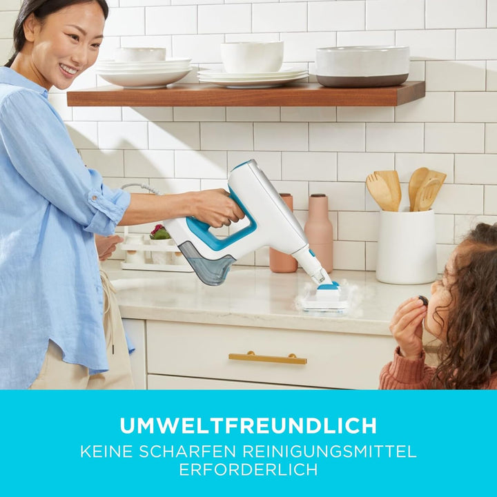 Black+Decker 1500W SteamSystem Handdampfreiniger BHSM15FX10 (mit Bodenverlängerung, duale Dampfsteue