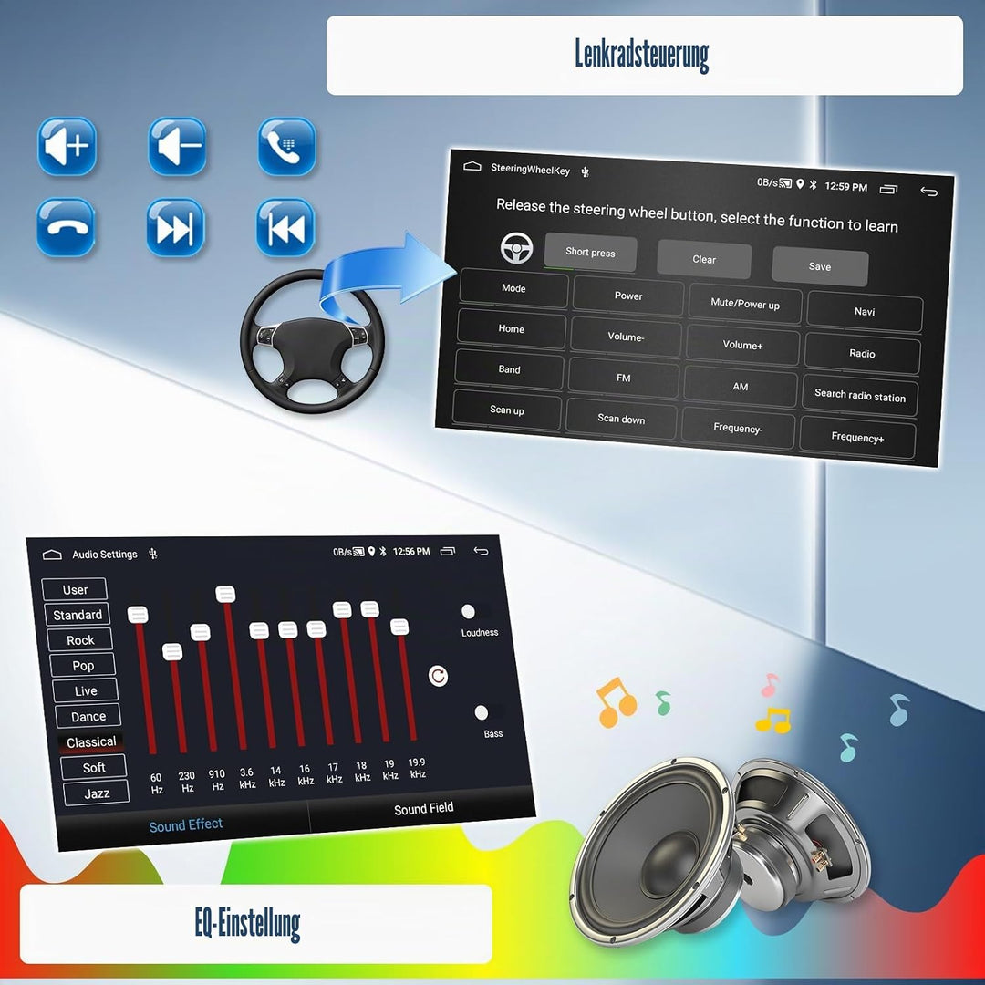 CAMECHO 4+64G 7 Zoll DSP Autoradio für Jeep Wrangler Ram JK Dodge Challenger mit Wireless Carplay, A