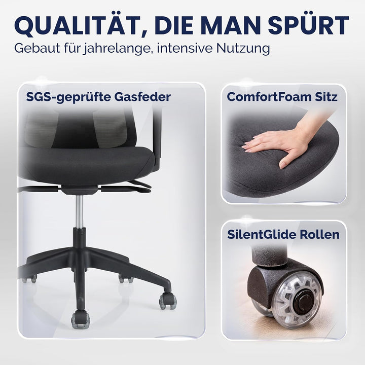 SCHEKKA® Bürostuhl Ergonomisch Testsieger - Besonders individuell Einstellbarer Schreibtischstuhl mi