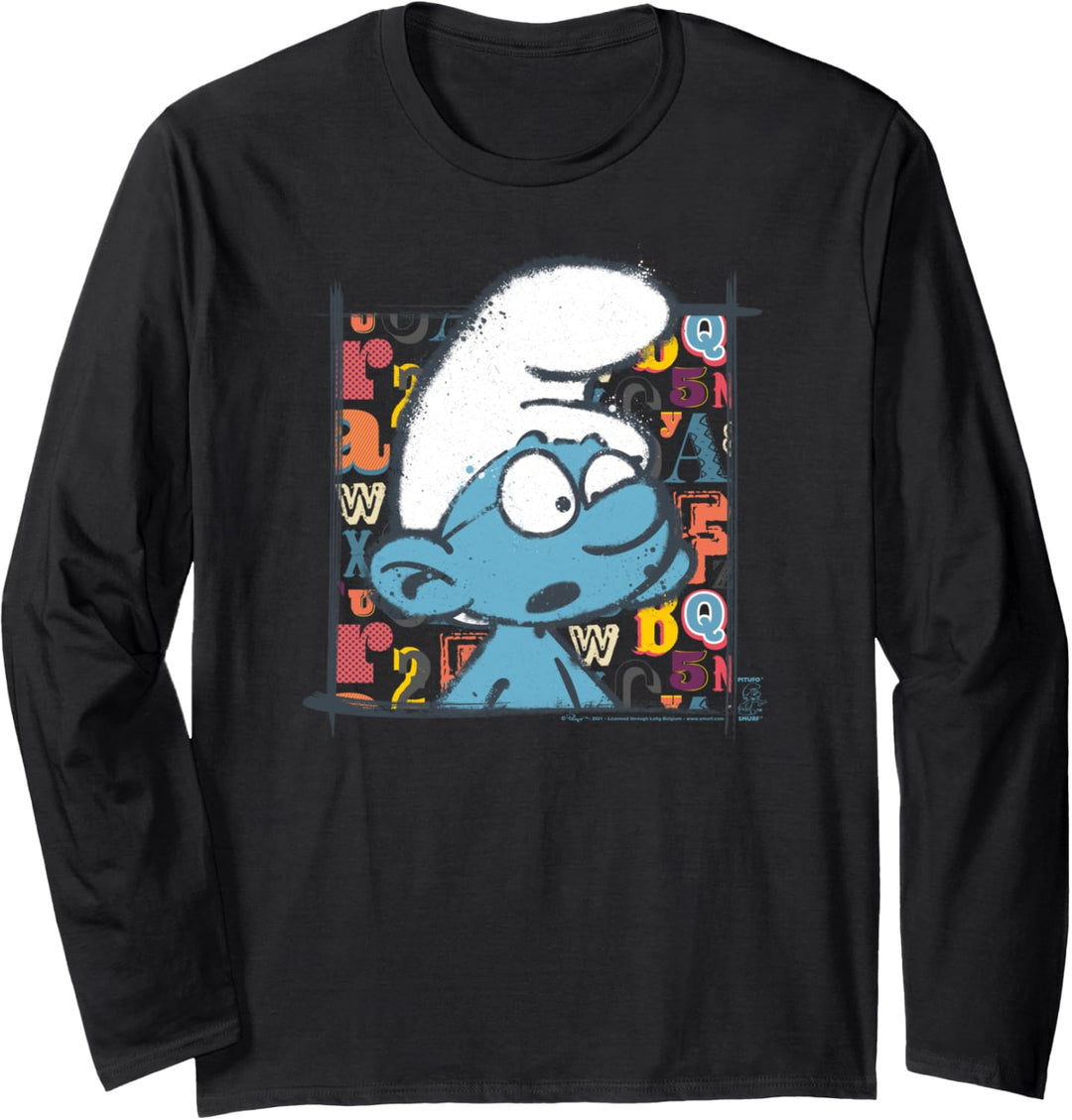 The Smurfs Schlumpfe Brainy Alphabet Background Langarmshirt