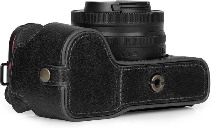 MegaGear Ever Ready Kameratasche aus echtem Leder, kompatibel mit Nikon Z30 (Schwarz), Schwarz