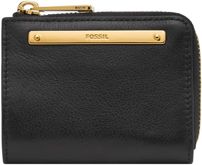 Fossil L Zip Geldbörse Liza für Damen Leder, SL6406G001 Schwarz 10.8 cm L x 2.5 cm W x 8.3 cm H, Sch