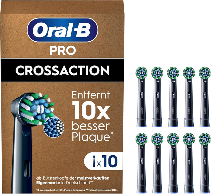 Oral-B Pro CrossAction Aufsteckbürsten für elektrische Zahnbürste, 10 Stück, Zahnreinigung, X-Borste