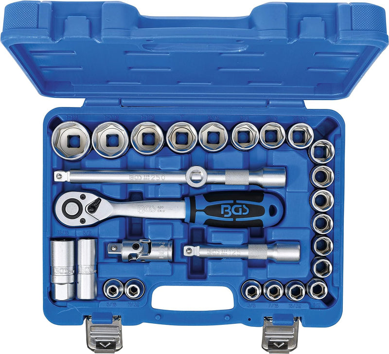 BGS 2216 | Steckschlüssel-Satz | Antrieb 12,5 mm (1/2") | Zollgrössen | 27-tlg. 27-tlg., Zollgrössen