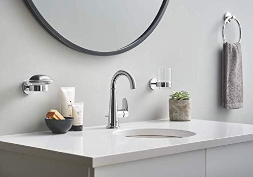 GROHE Essentials - Glas mit Halter (Material: Glas / Metall, verdeckte Befestigung, zum bohren oder