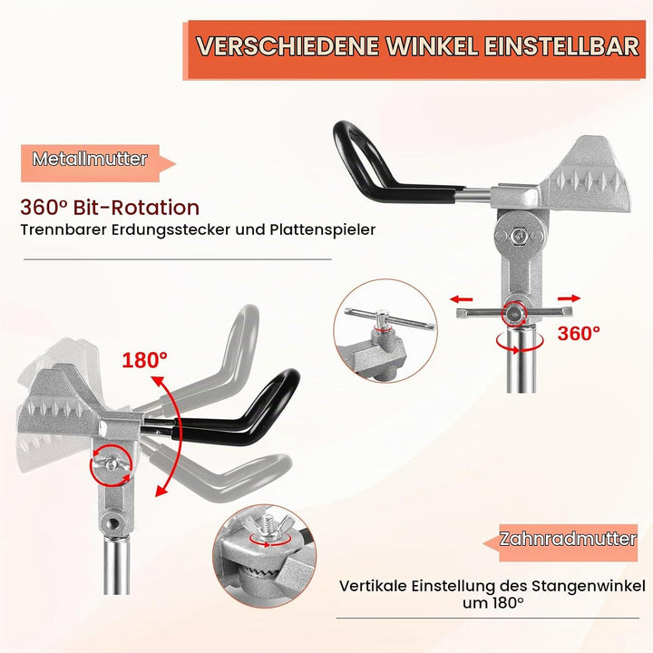 EXLECO 2pcs Rutenhalter Angel, 360° Verstellbar Angelrutenhalter aus Edelstahl mit Dreifach-Erdspitz