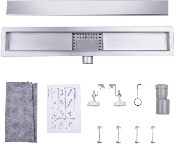 Duschrinne 60 cm Befliesbar Edelstahl komplettset Duschablauf Extra Flach Siphon mit Geruchsstop und