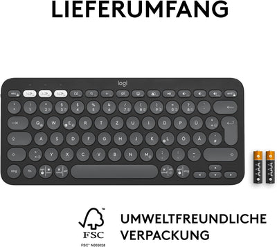 Logitech Pebble Keys 2 K380s, kabellose Multi-Device Bluetooth-Tastatur mit anpassbaren Sondertasten