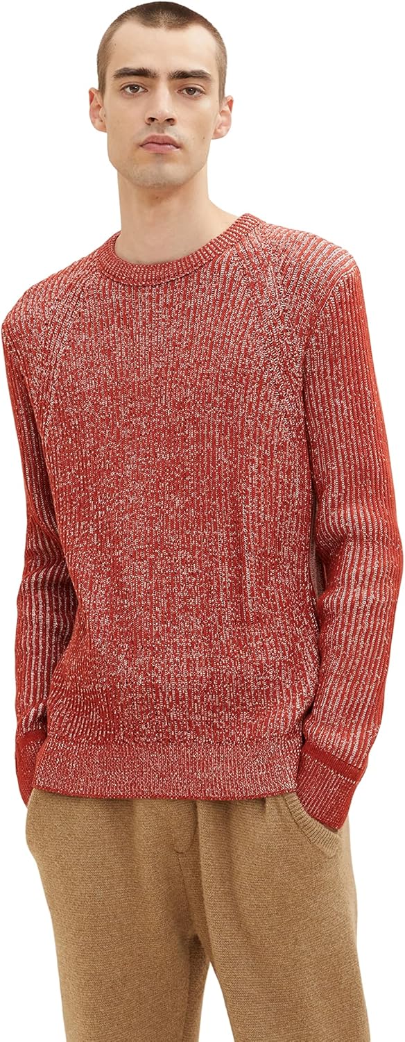 TOM TAILOR Herren 1034349 Basic Strickpullover L 26006 - Chili Oil Red, L 26006 - Chili Oil Red