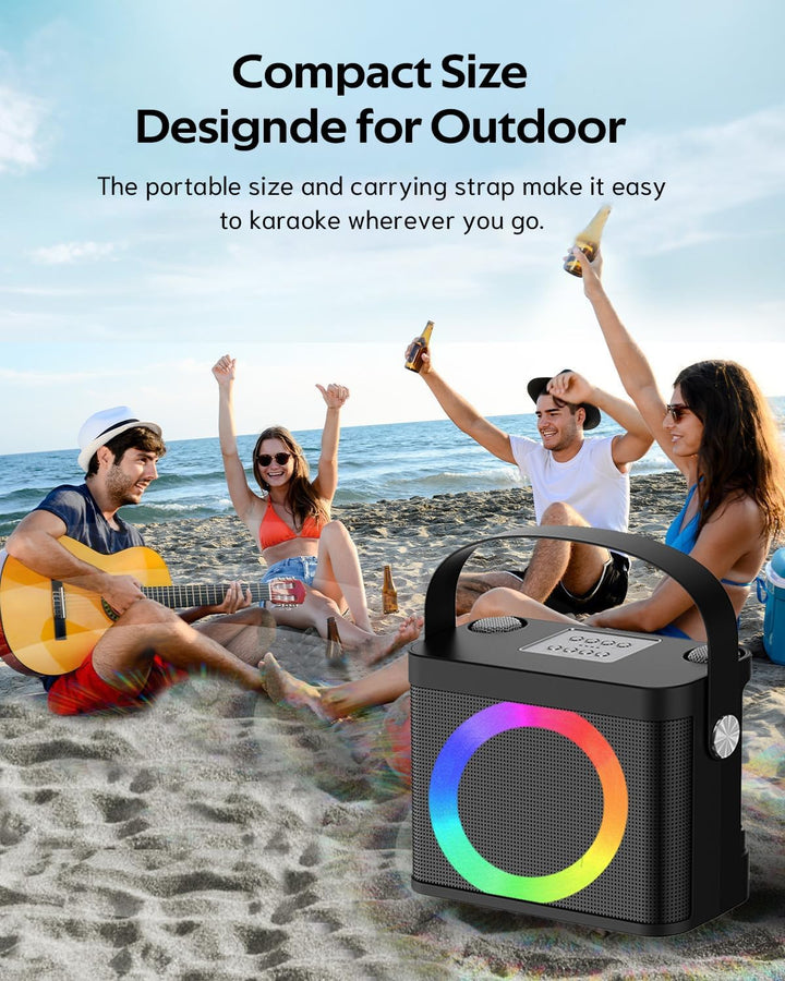 Karaoke Maschine,Karaoke anlage mit 2 mikrofonen, tragbaren Karaoke Box, Bluetooth Lautsprecher mit