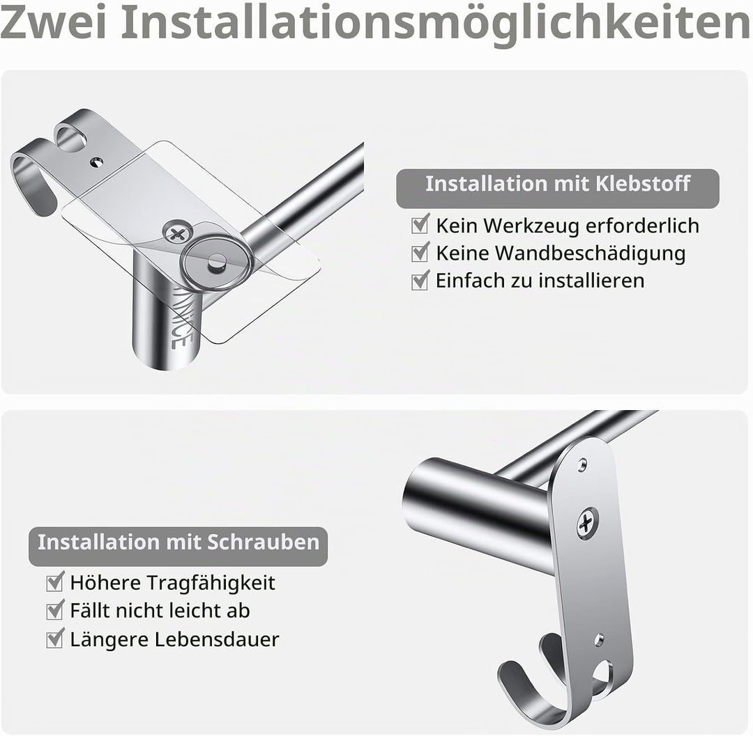 TANiCE Handtuchhalter 40-70cm einstellbar Edelstahl Handtuchstange wandmontage Badetuchhalter Handtu