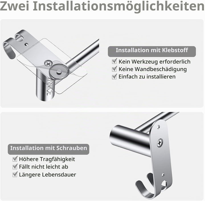 TANiCE Handtuchhalter 40-70cm einstellbar Edelstahl Handtuchstange wandmontage Badetuchhalter Handtu