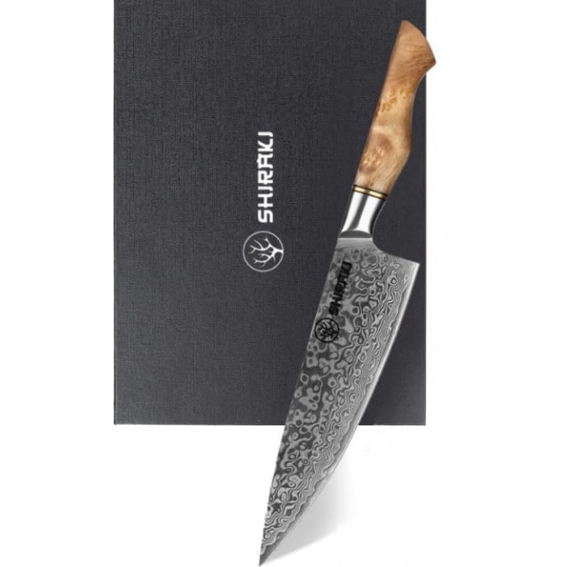 Hochwertiges Kochmesser aus VG10 Damaststahl - Professionelles Damast-Messer Mit Bergahorn-Griff 21