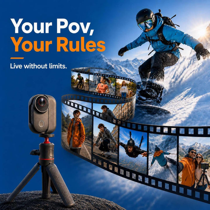 T71M Action Cam 4K, Mini POV- & Helmkamera Mit 6-Achsen-EIS, 154° Weitwinkel, 64 GB MicroSD, Ladecas