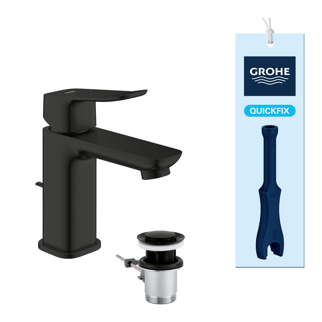 GROHE Dice, Waschtischarmatur, wassersparend (Wasserhahn für das Bad, Badarmatur mit Zugstangen-Abla