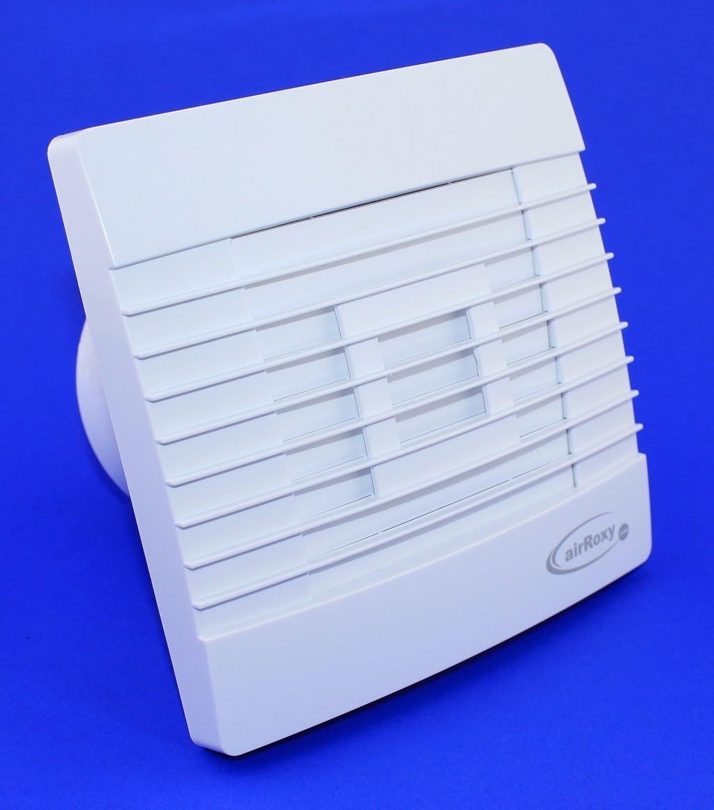 Badventilator mit Jalousie/Lamellen und Timer/Nachlauf Badlüfter Lüfter Ventilator weiss Front Ø 100