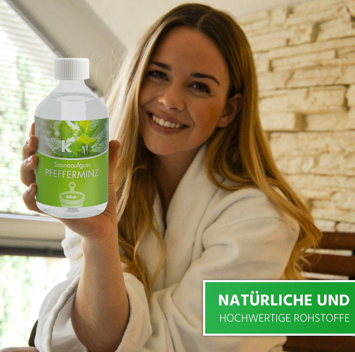 KK Sauna Aufguss Konzentrate PREMIUM - Made in Germany - Duftsorte Pfefferminz- 500 ml Flasche - Wel