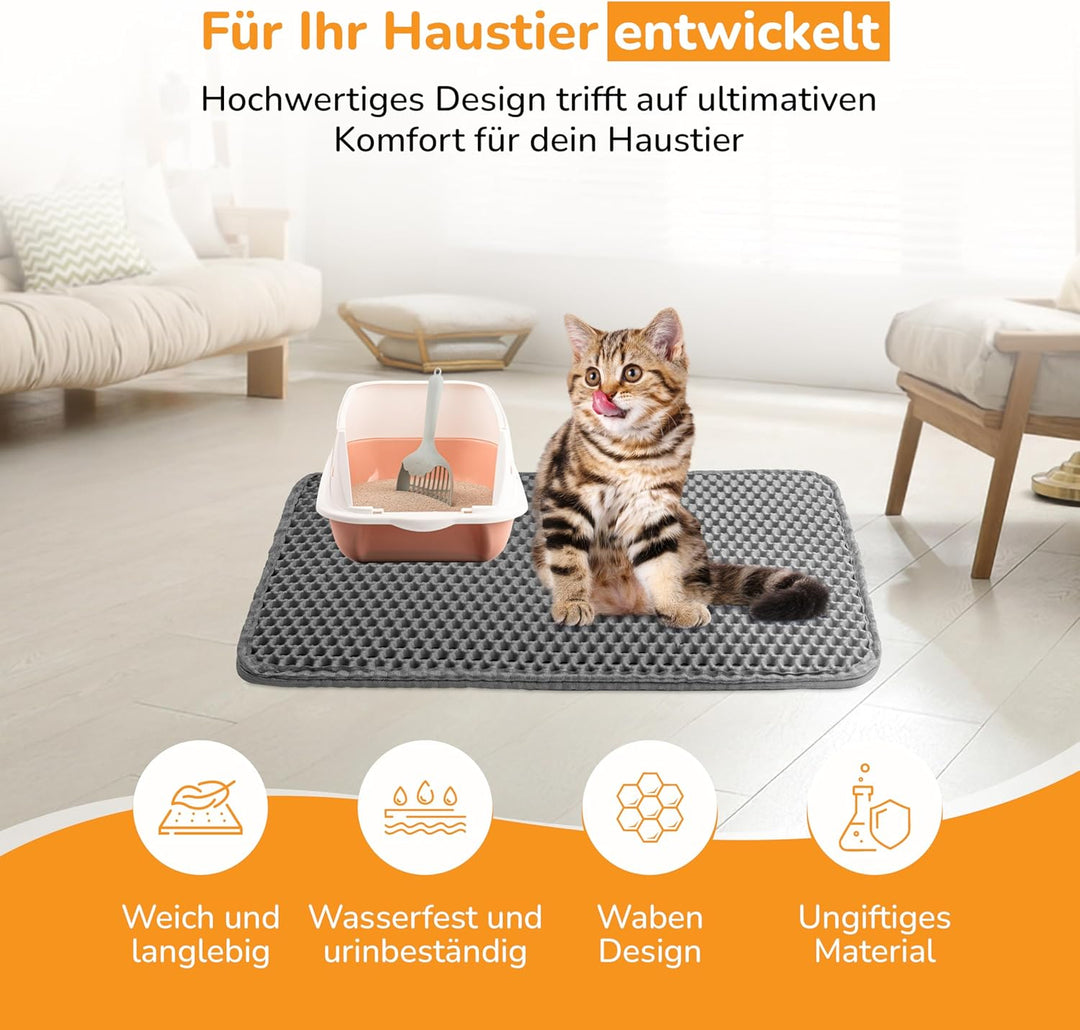 Katzenklo Matte 90x76cm Grau, Katzenstreu Matte, Katzenmatte, Unterleger für Katzenklo, Katzenstreum