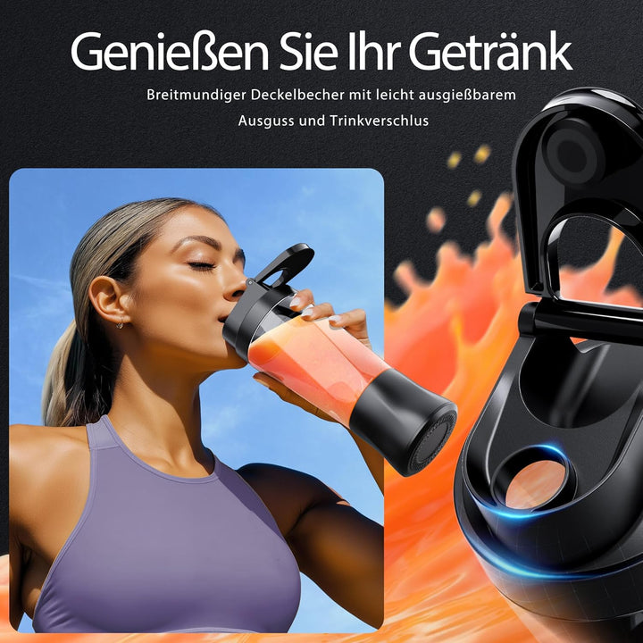 Smoothie Maker to go/Tragbarer Mixer/Blender/Smoothie Maker,700ml Becher,6000 mAh Batterie,Leistungs