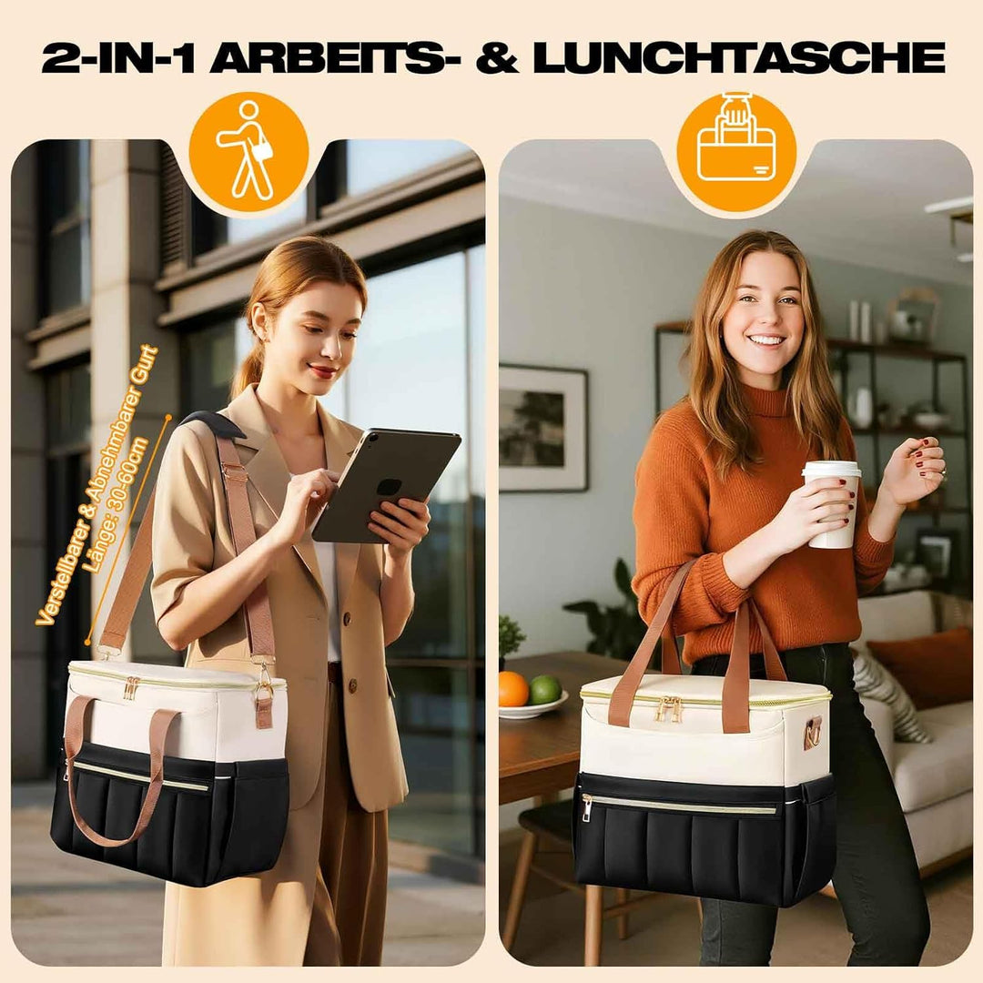 ISEYOU Kühltasche, Lunchtasche mit Weiter Öffnung, Grosse Auslaufsichere Lunch Bag Damen Herren mit