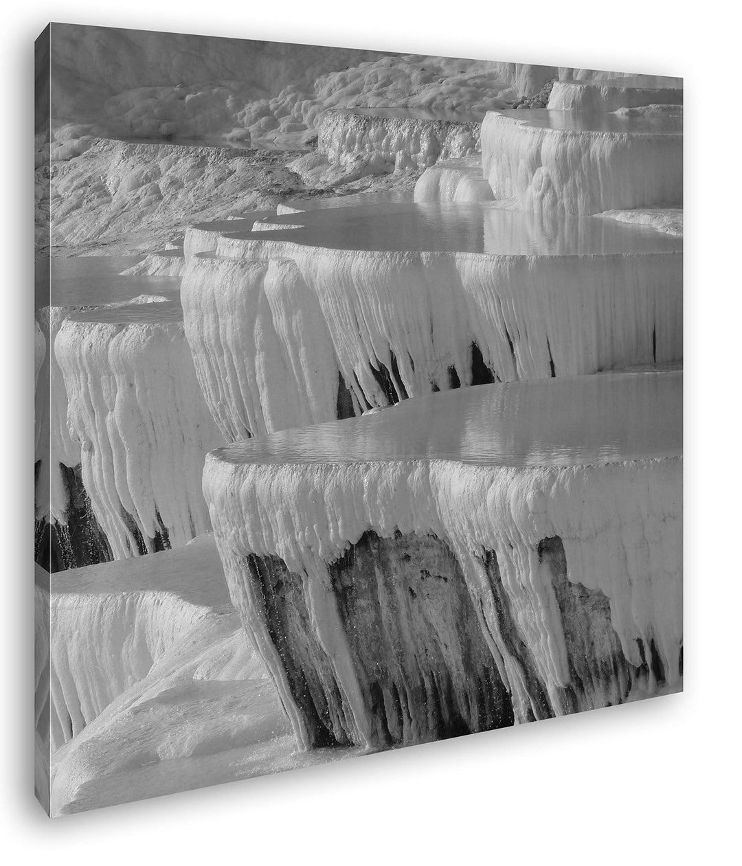 deyoli Kalksinterterrassen in Pamukkale im Format: 70x70 Effekt: Schwarz&Weiss als Leinwandbild, Mot