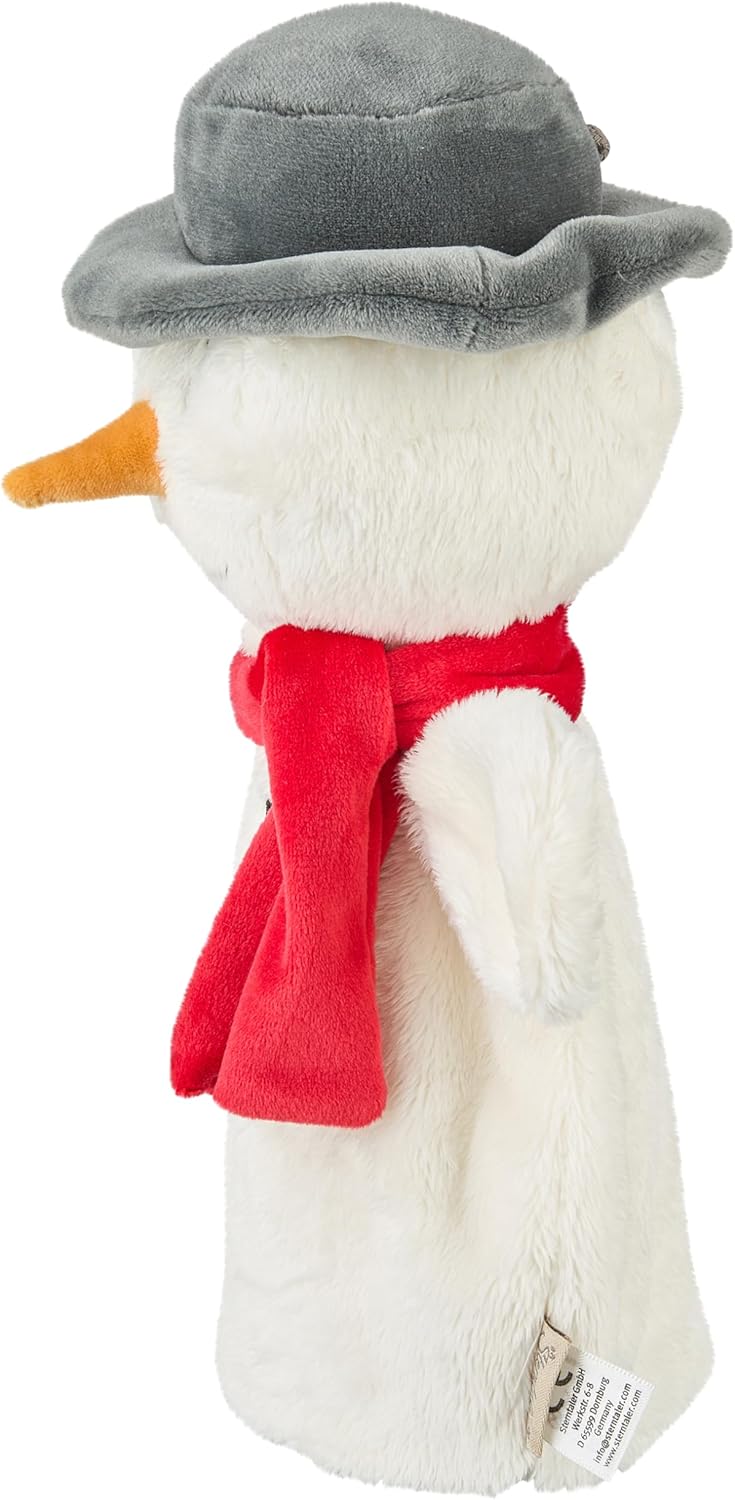Sterntaler Handpuppe Schneemann, Kinder- und Babyspielzeug, weicher Flausch, mit Schal und Hut, watt