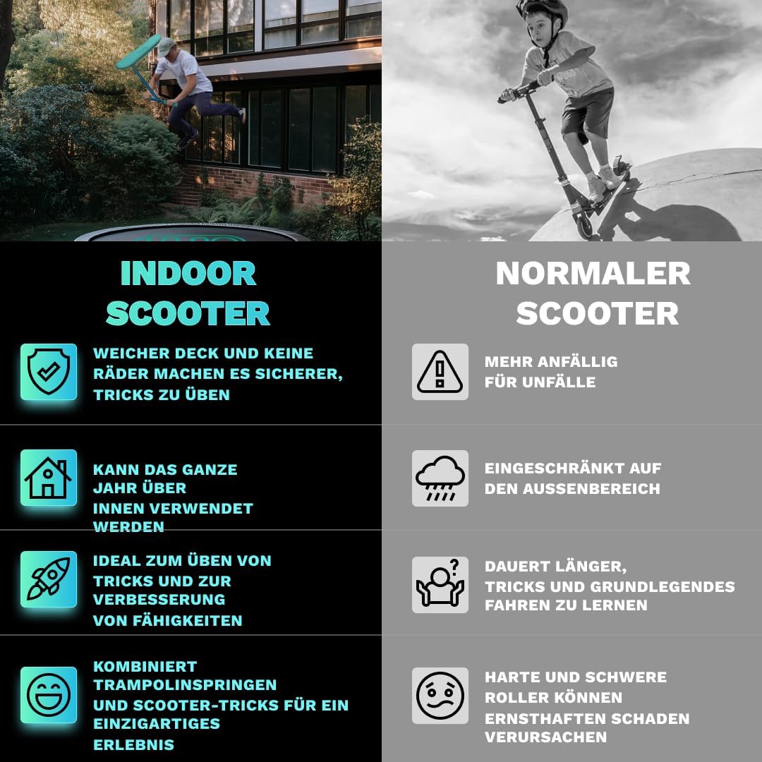 The Indo Trick Scooter - Stunt Scooter for Teens, Kids and Adults - Trampoline Scooter to Practice P