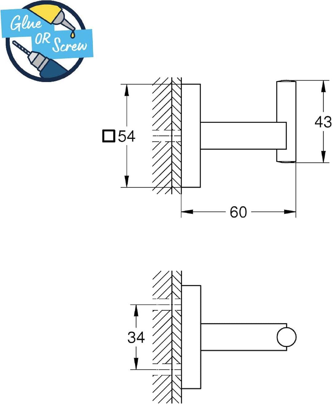 Grohe Start Cube - Bademantelhaken (verdeckte Befestigung, Material: Metall), supersteel, 40961DC0 +