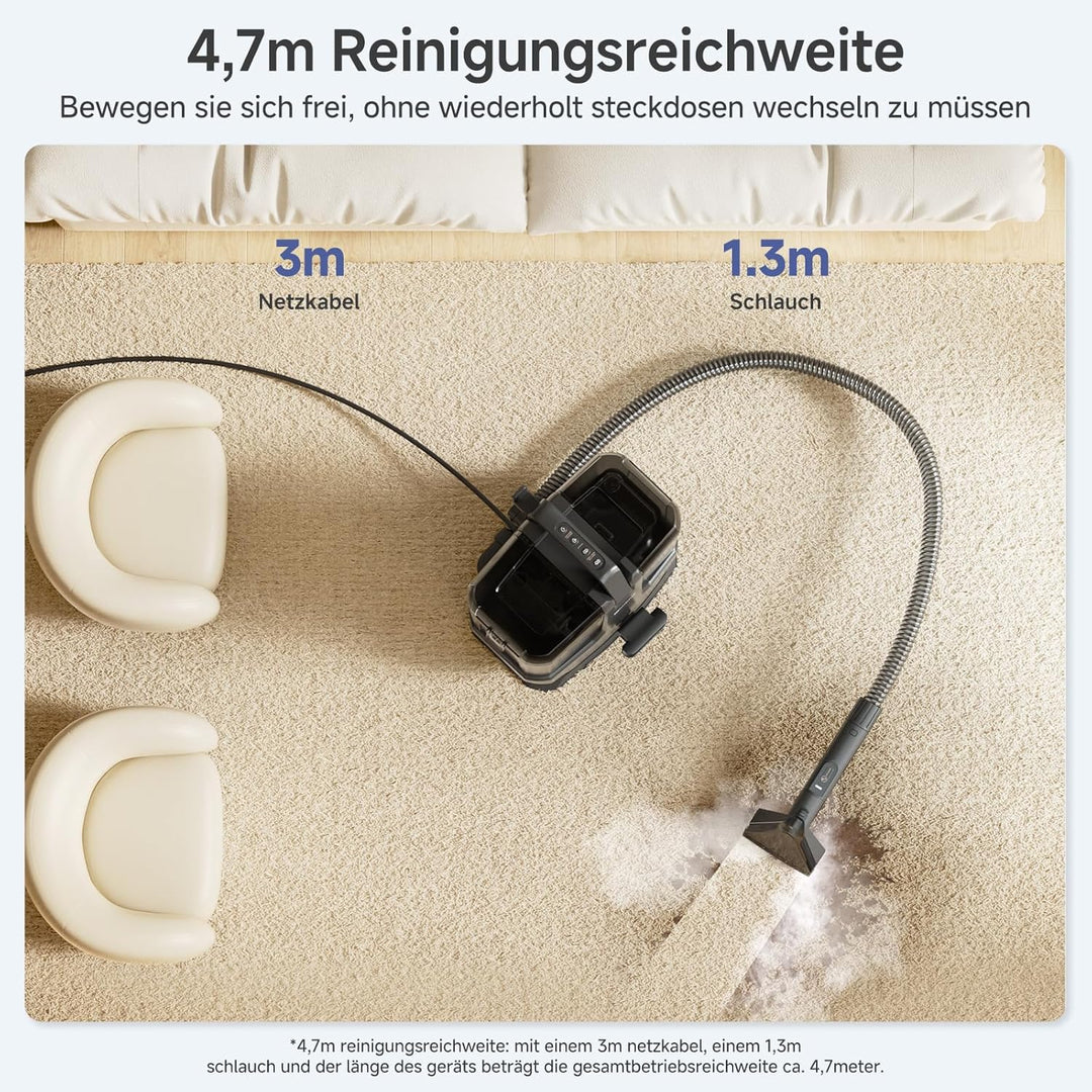 SIMPLUS Polsterreiniger mit Heisswasser-Funktion, 22.000 Pa Waschsauger für Sofa, Teppich, Auto und