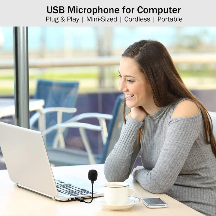 Mini USB Mikrofon für Laptop/PC, mit Schwanenhals & USB-Soundkarte, kompatibel mit Mac, Plug & Play,