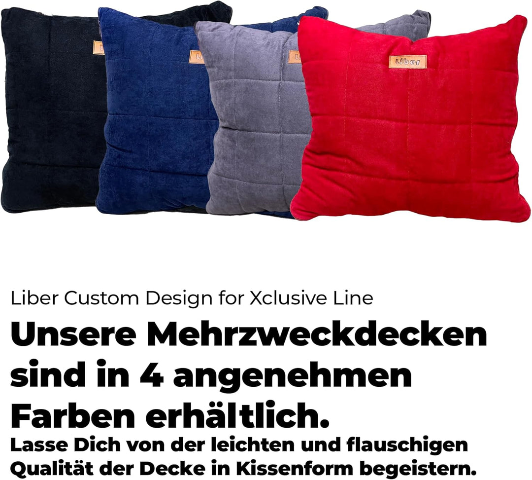 2-in-1 Sofadecke & Kissen rot - Kuscheldecke 130×190 cm, gefaltet als Kissen 45×40 cm, Plüschdecke a