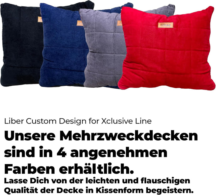 2-in-1 Sofadecke & Kissen rot - Kuscheldecke 130×190 cm, gefaltet als Kissen 45×40 cm, Plüschdecke a