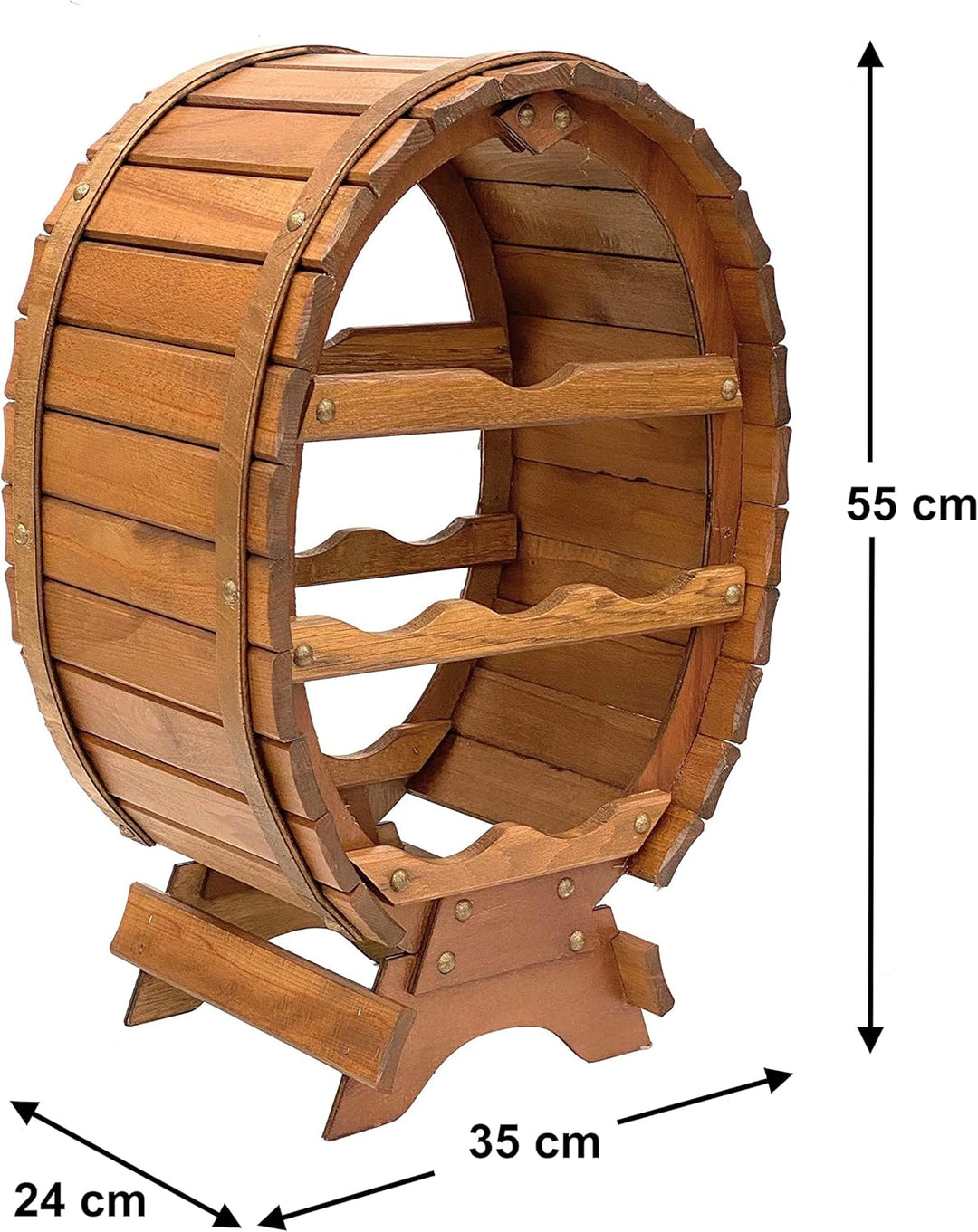 DanDiBo Weinregal Holz Weinfass für 6 Flaschen Braun gebeizt Bar Flaschenständer Fass Flaschenhalter