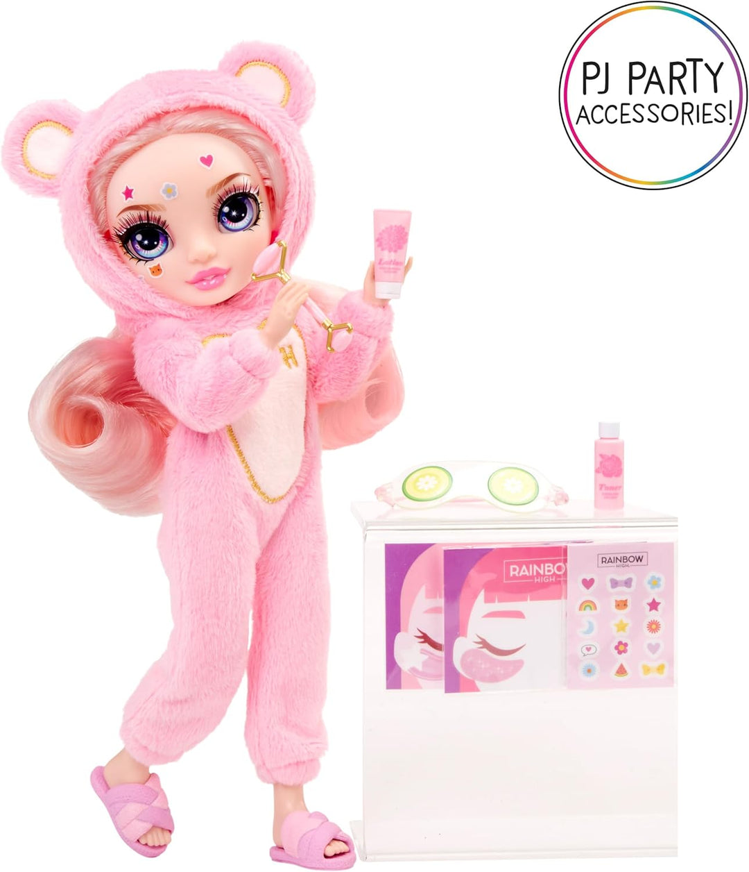 Rainbow High Junior High PJ Party - Bella (Pink) - 22 cm Puppe mit weichem Einteiler, Hausschuhen un