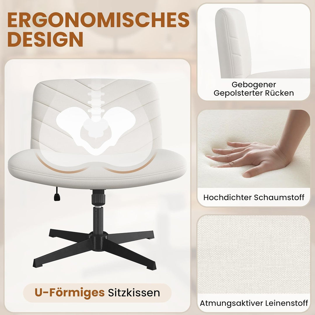 Yaheetech Bürostuhl, Ergonomischer Schreibtischstuhl mit breitem Sitzkissen, Höhenverstellbar Drehst