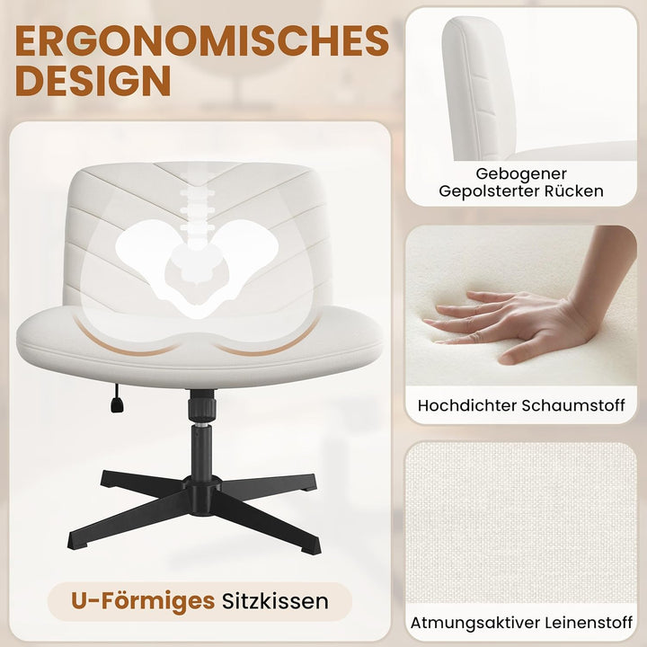 Yaheetech Bürostuhl, Ergonomischer Schreibtischstuhl mit breitem Sitzkissen, Höhenverstellbar Drehst