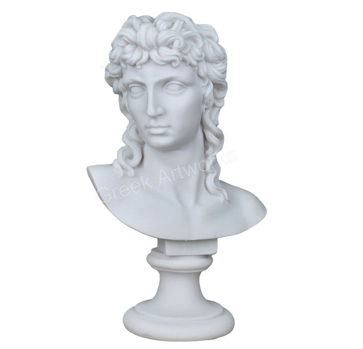 Eros Amor Gott der Liebe Jugend Büste Kopf männliche Statue Skulptur Gussmarmor