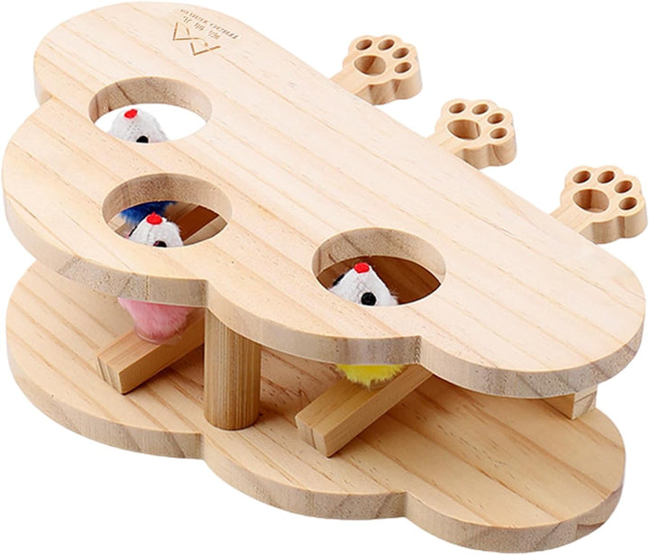 Generisch Cat Scratching Mole Whack Toy, Wooden Game Scratcher Board, 11.02x8.27 Inches Interactive