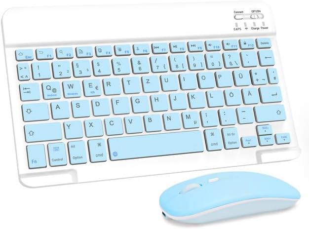 LAMA Kabellose Bluetooth Tastatur & Maus, wiederaufladbare Ultra-dünn Universal Tablet Tastatur, kom