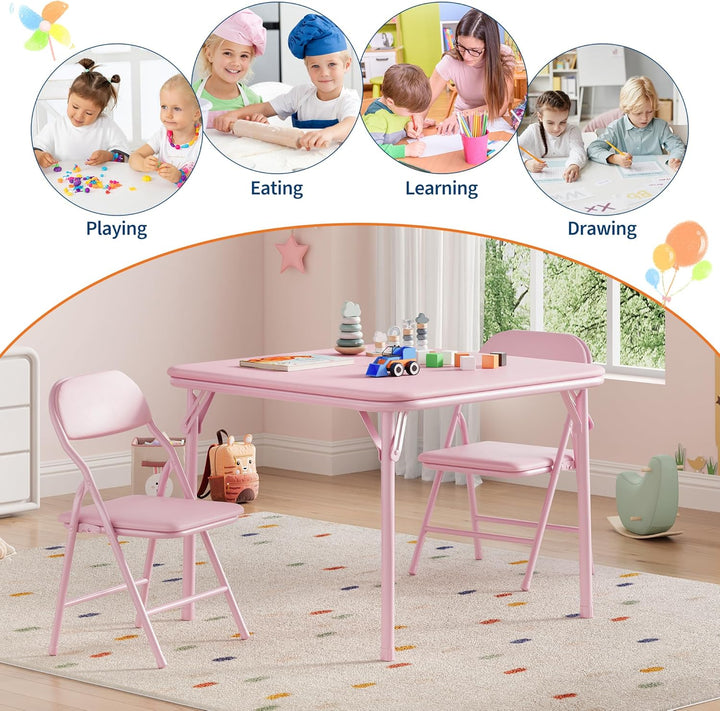 Litake Faltbares Kindertisch- und Stuhlset – Gepolstert &amp; robust – Perfekt zum Spielen, Malen &amp; Lern