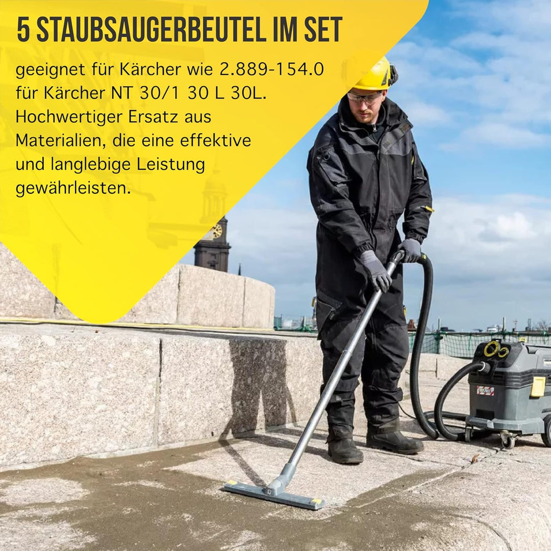 5 Staubsaugerbeutel geeignet für Kärcher 2.889-154.0 wie NT 30/1 30 L 30L NT 30/1 Ap Te L, NT 30/1 A